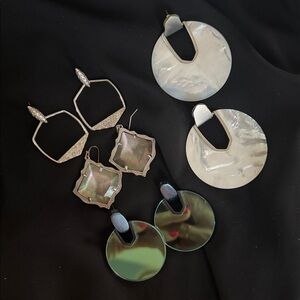 Set of Silver and Green Earrings